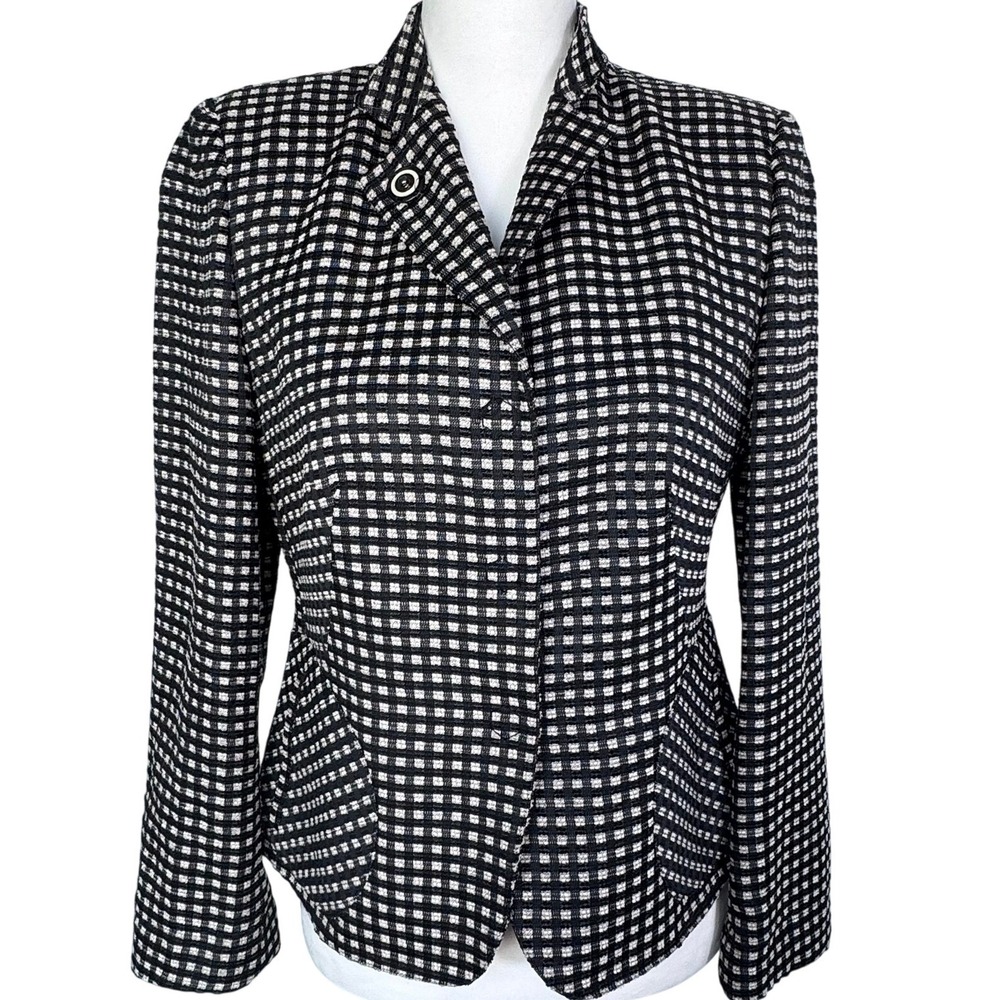 Armani Collezioni Black and White Windowpane Blazer